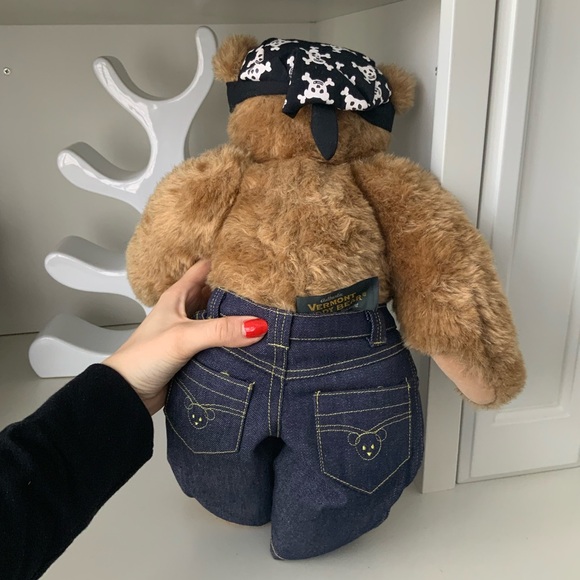 Vintage 2010 Biker VERMONT TEDDY BEAR Authentic Made in Vermont 15 Inches EUC - Picture 10 of 16